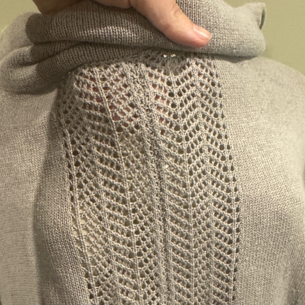 Nomads hemp wear Light Gray Cowl Neck Openwork Pullover Sweater - Picture 2 of 7